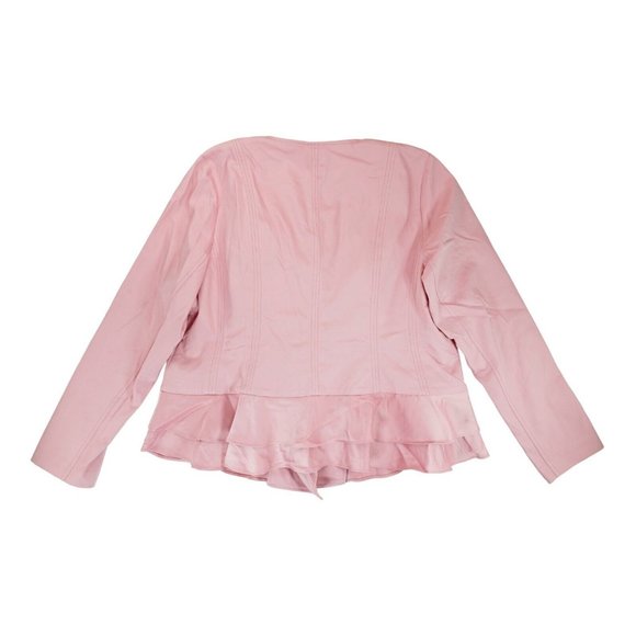 NWT $90 Lane Bryant Moto Blazer Plus Sz 22 Pink Zip Up Ruffled Peplum Jacket - Picture 3 of 5